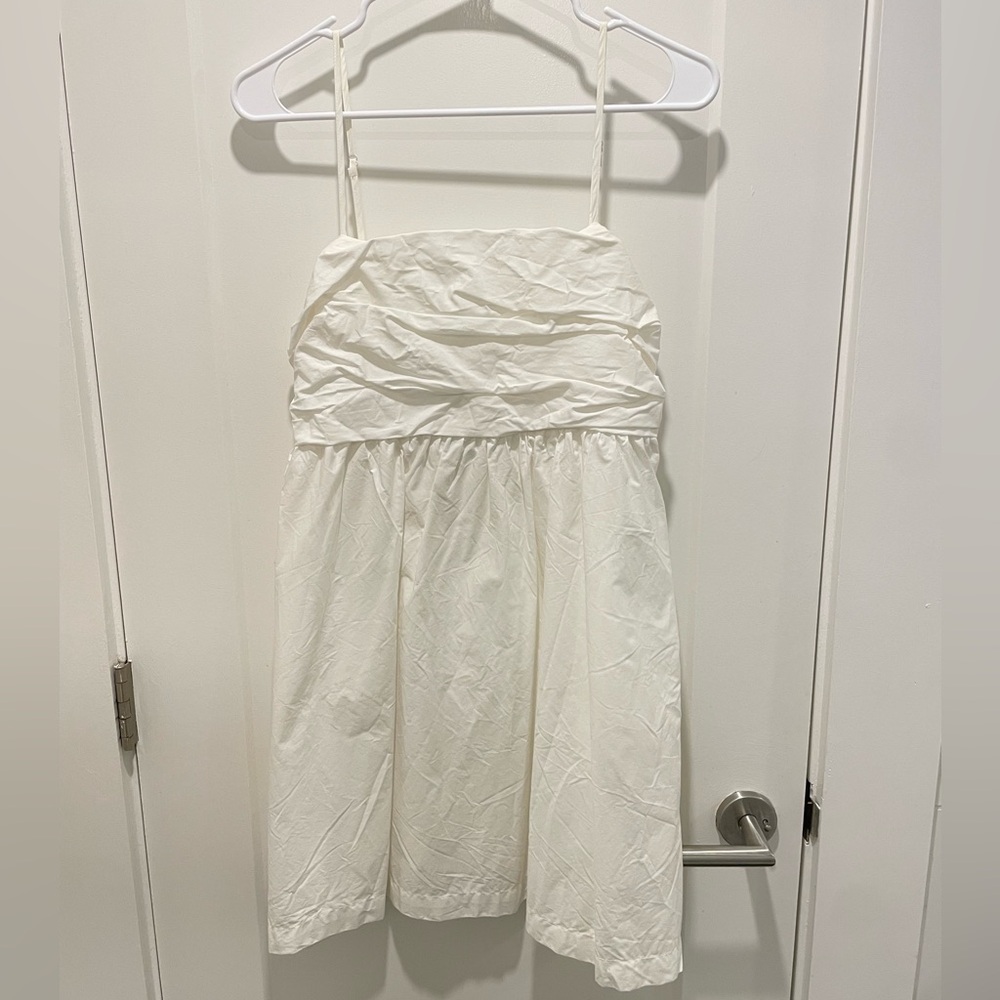 White Strapless Ruched Bodice Sundress